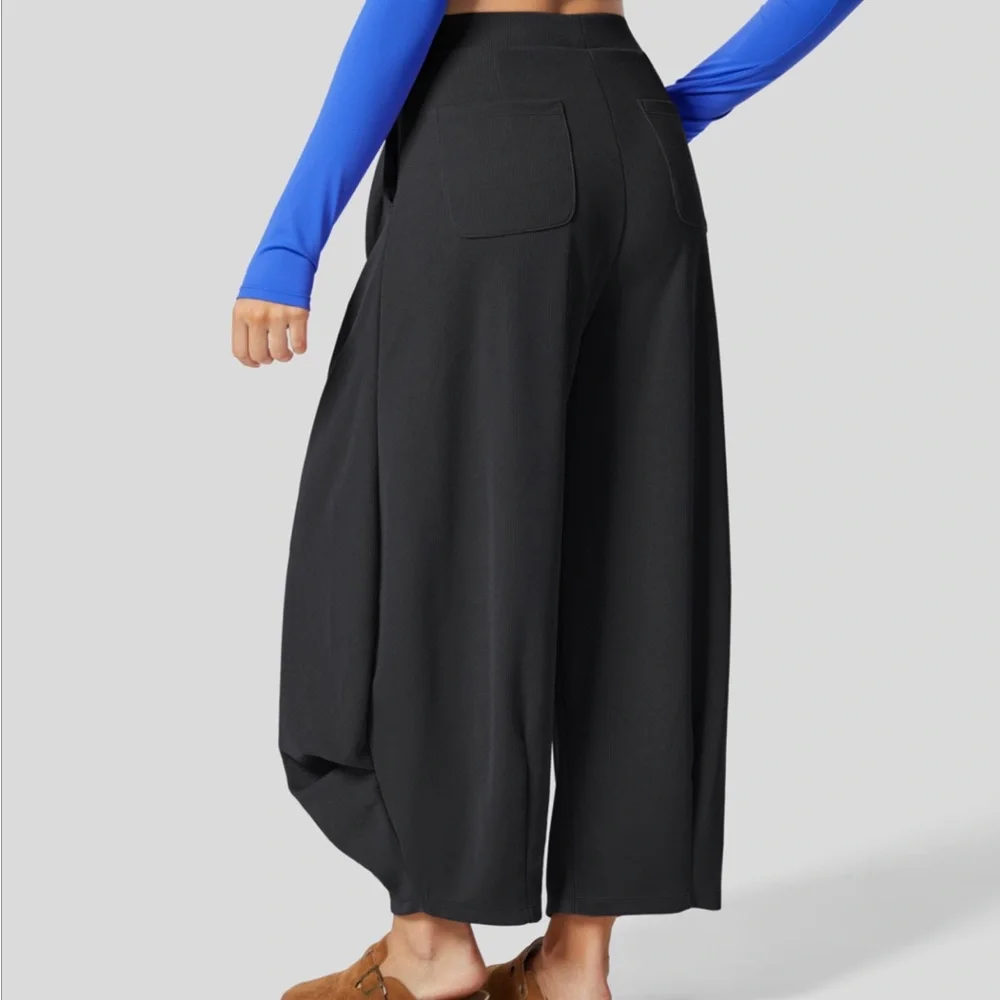 HALARA Ribbed High Waisted Pockets Solid Casual Harem Pants - Picture 2 of 5